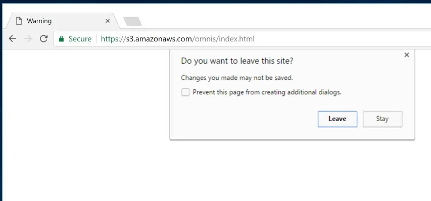 Image: Chrome browser is redirected to S3.amazonaws.com