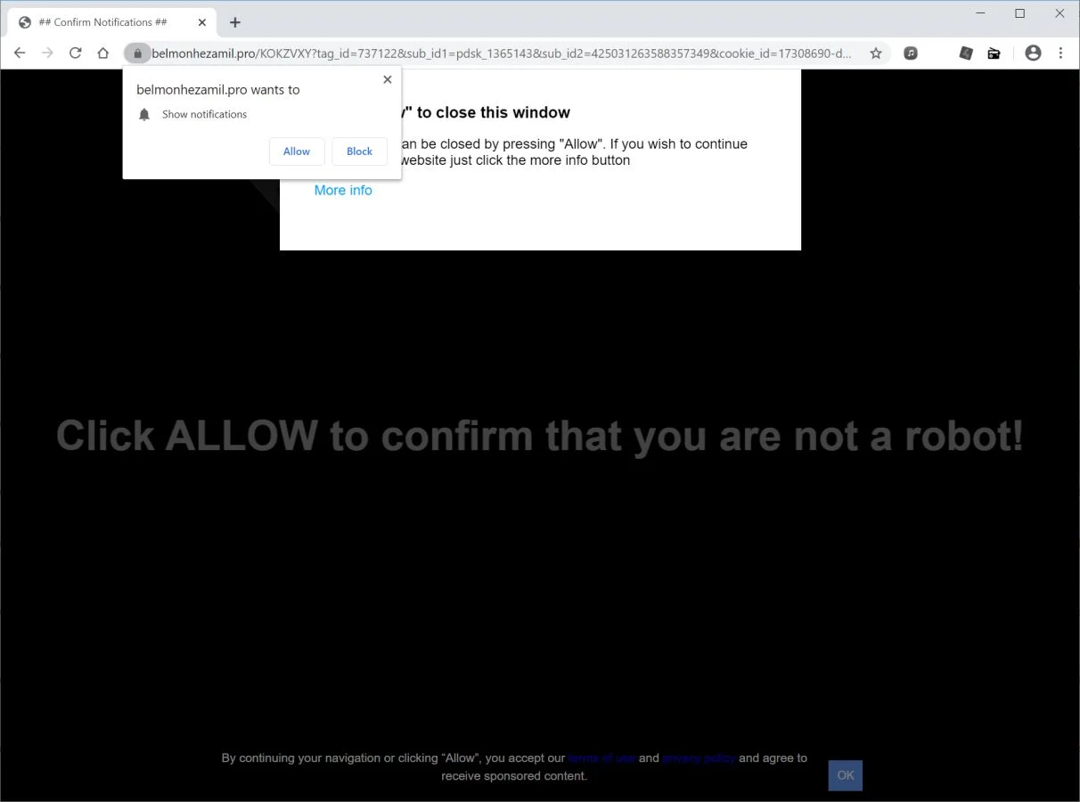 How to remove Belmonhezamil.pro pop-up ads (Virus Removal Guide) 1 Image: Chrome browser is redirected to Belmonhezamil.pro