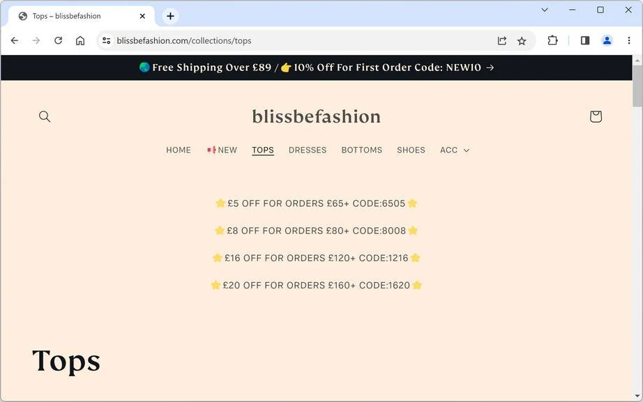1 Blissbefashion.com ad