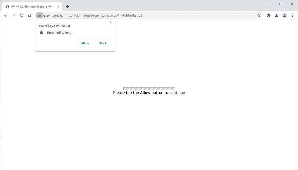 Image: Chrome browser is redirected to Esenit.xyz