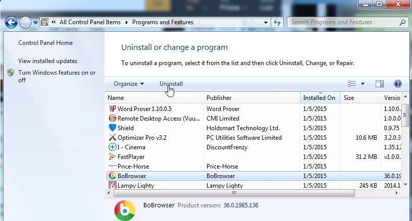 Uninstall BoBrowser from Windows Remove BoBrowser from Windows