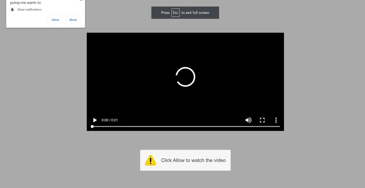 Image: Chrome browser is redirected to Putop.me