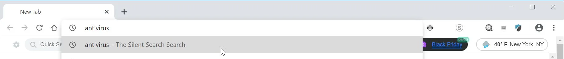 Image: Chrome browser is redirected to The Silent Search Search