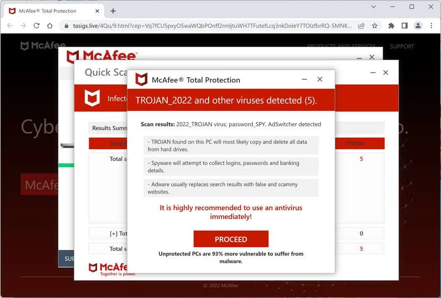 Image: Chrome browser is redirected to Tasigs.live