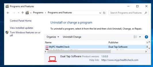 Uninstall MyPC HealthCheck