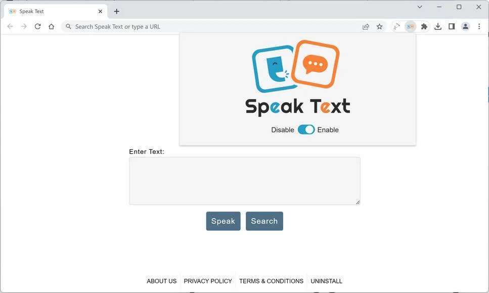 Image: Speak Text Chrome new tab page