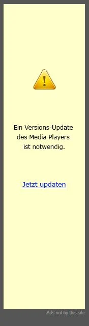 Ein Versions Update des Media Players ist notwendig removal