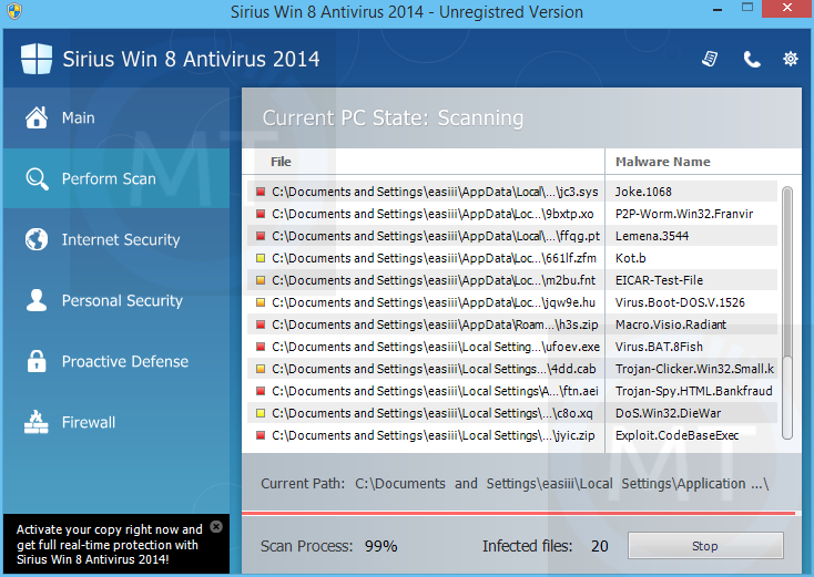 [Image: Sirius Win 8 Antivirus 2014 virus]