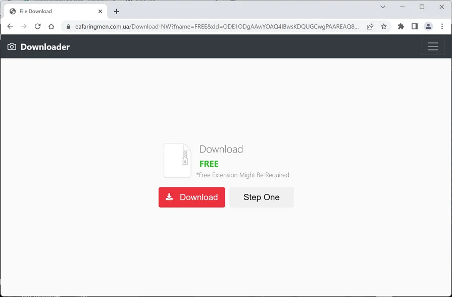 Image: Chrome browser is redirected to Eafaringmen.com.ua