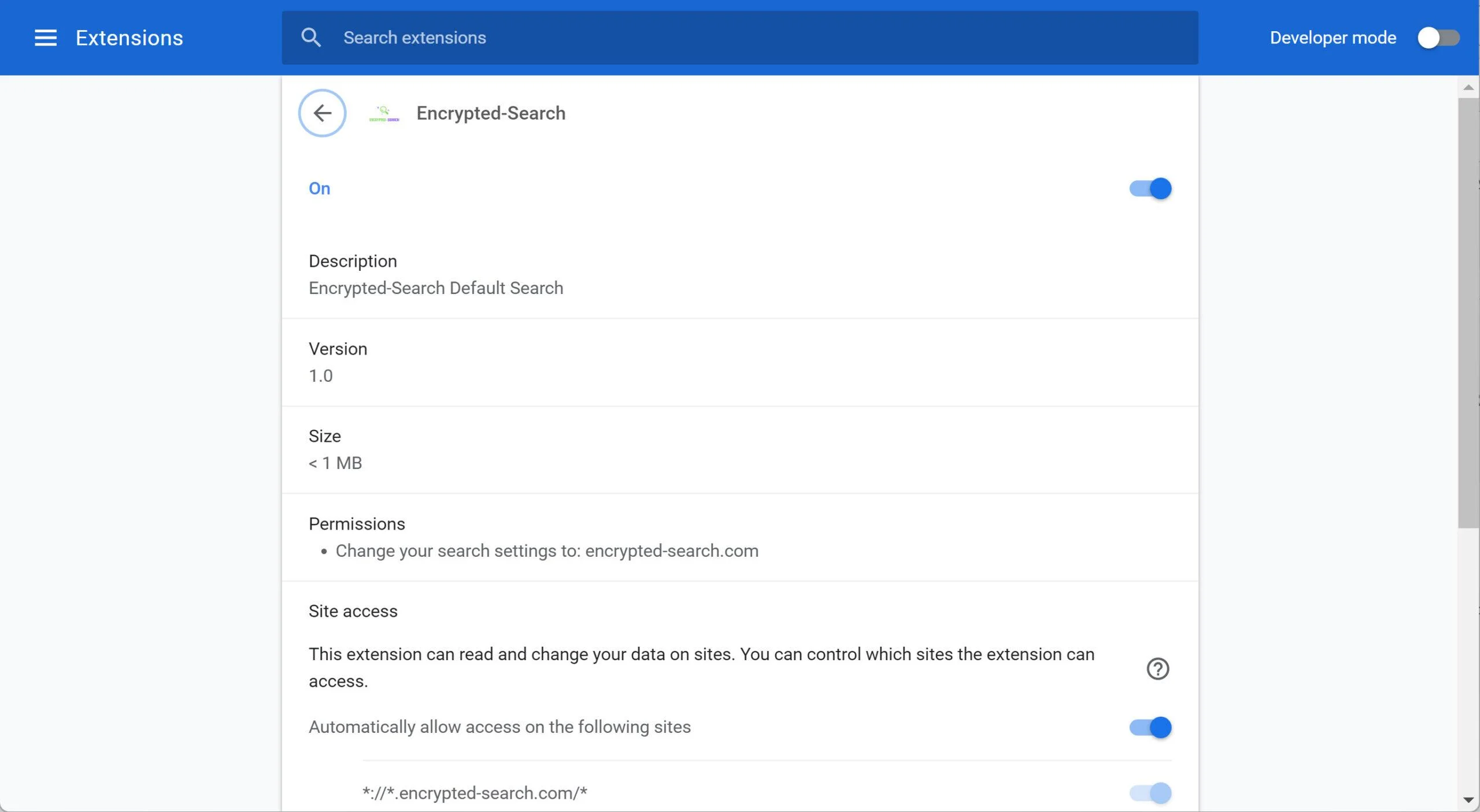 Image: Encrypted-Search Chrome extension