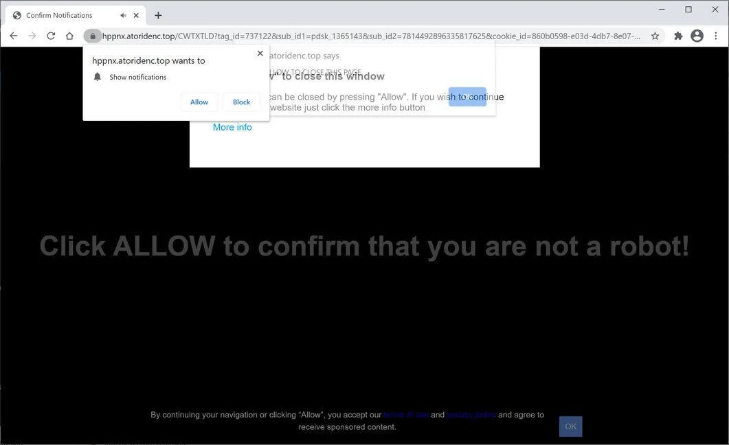 Remove Atoridenc.top pop-up ads (Virus Removal Guide) 1 Image: Chrome browser is redirected to Atoridenc.top