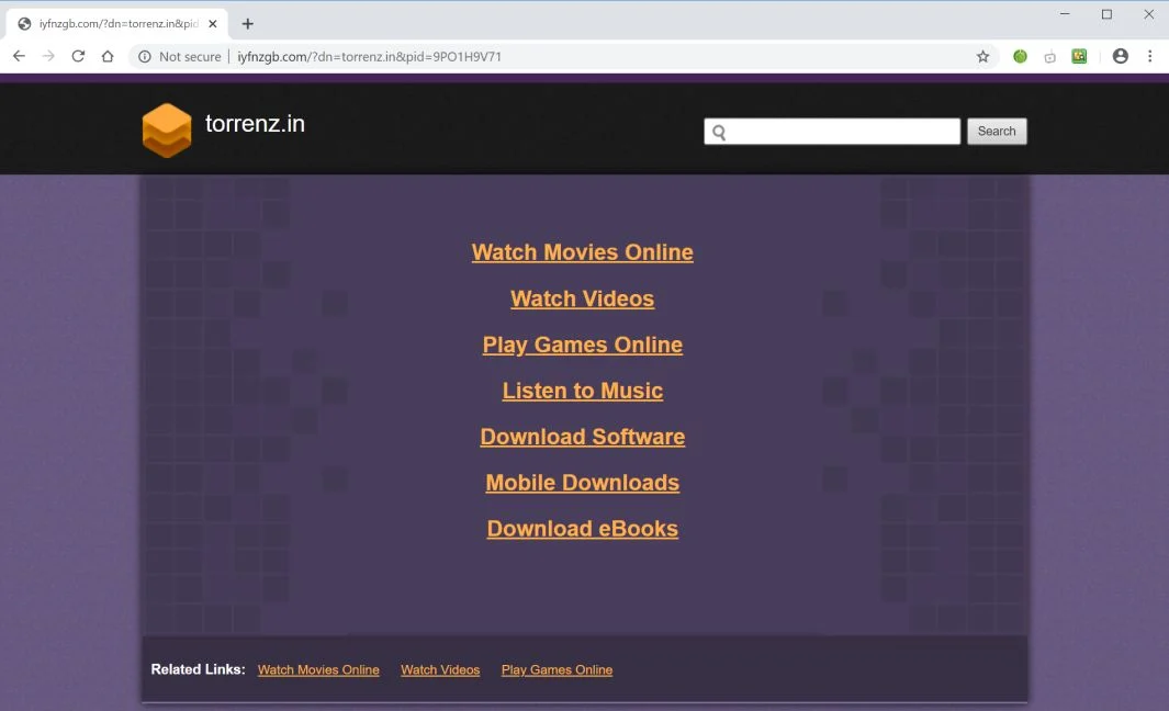 Image: Chrome browser is redirected to Iyfnzgb.com