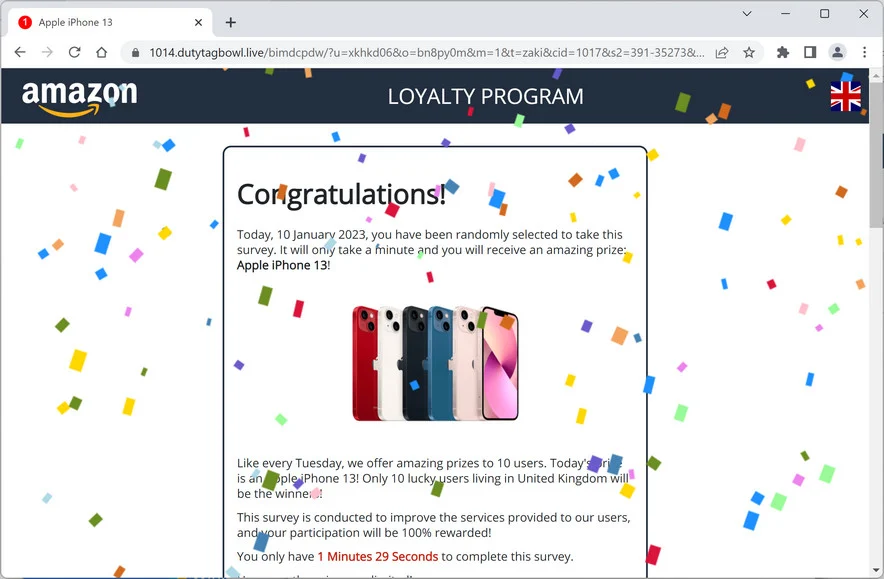 Image: Dutytagbowl.live Fake Google Survey