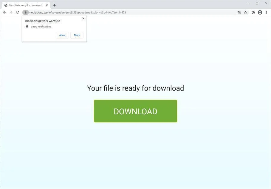 Remove Mediacloud.work pop-up ads (Virus Removal Guide) 1 Image: Chrome browser is redirected to Mediacloud.work