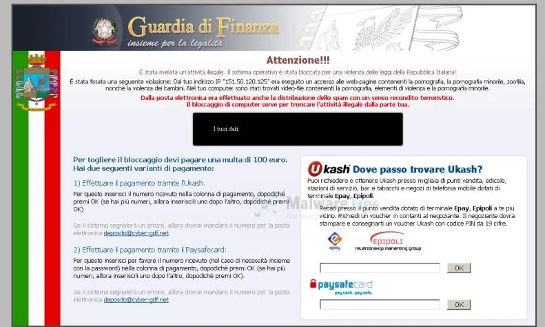 [Image: Guardia di Finanza virus]