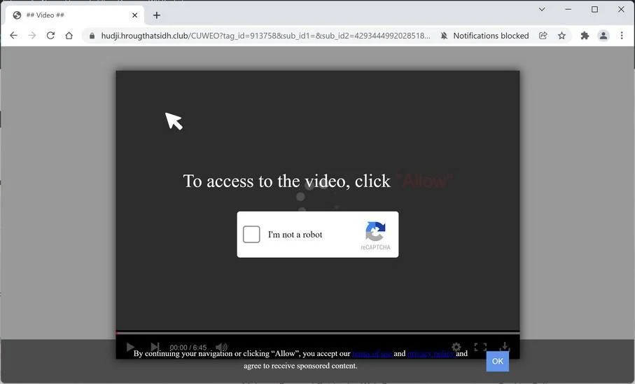 Image: Chrome browser is redirected to Hrougthatsidh.club
