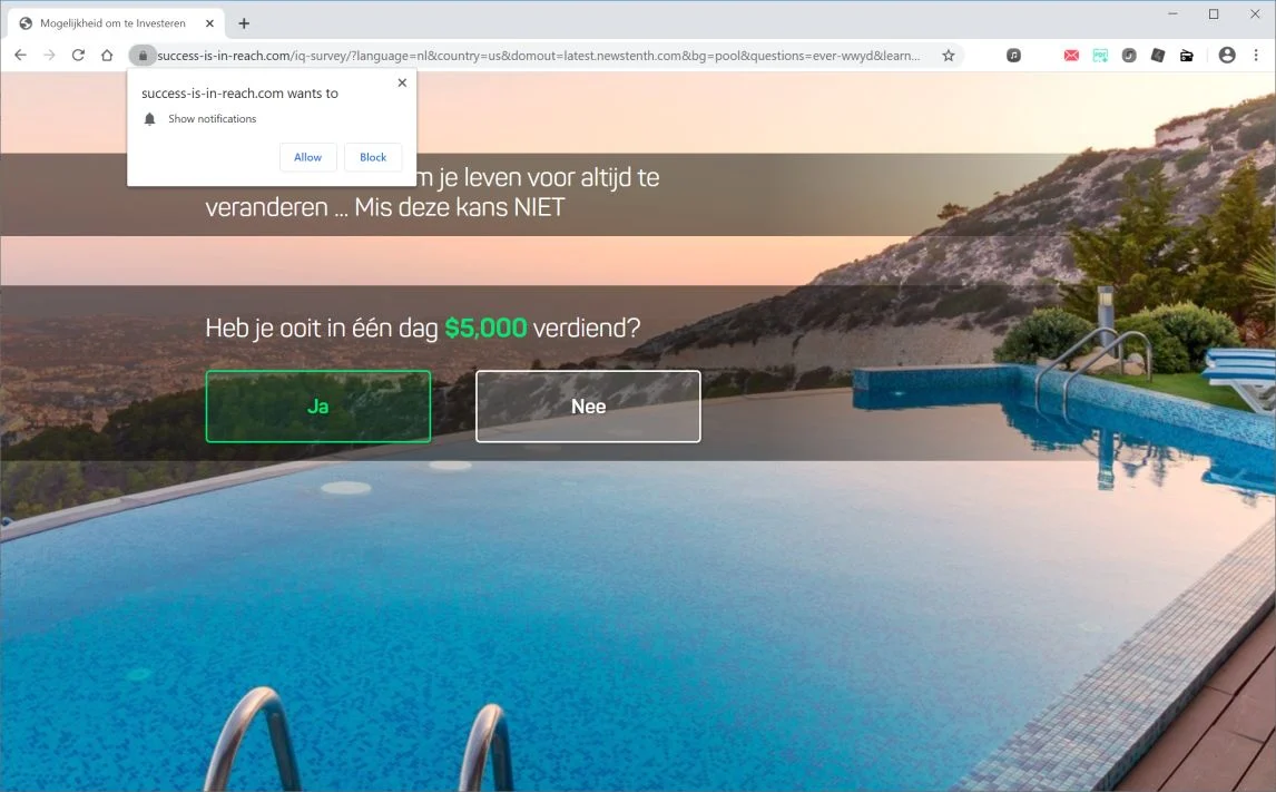 Remove Success-is-in-reach.com pop-up ads (Virus Removal Guide) 1 Image: Chrome browser is redirected to Success-is-in-reach.com
