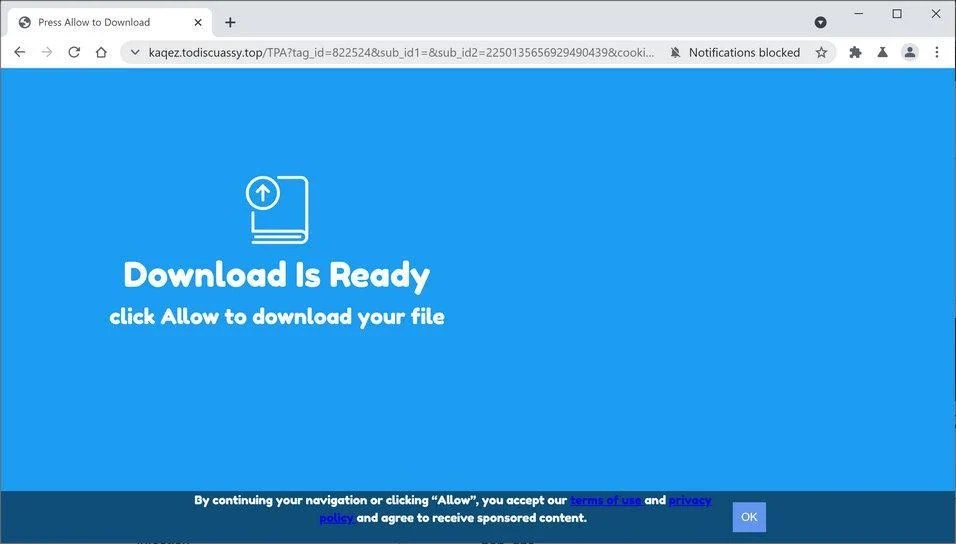 Image: Chrome browser is redirected to Todiscuassy.top