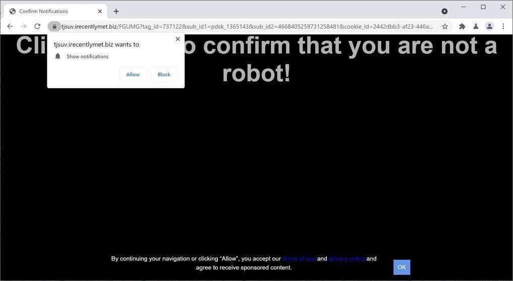 Remove Irecentlymet.biz pop-up ads (Virus Removal Guide) 1 Image: Chrome browser is redirected to Irecentlymet.biz