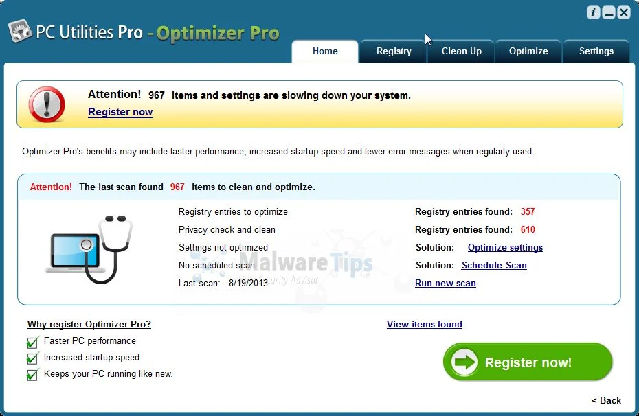 PC Utilities Pro - Optimizer Pro PC Utilities Pro - Optimizer Pro adware