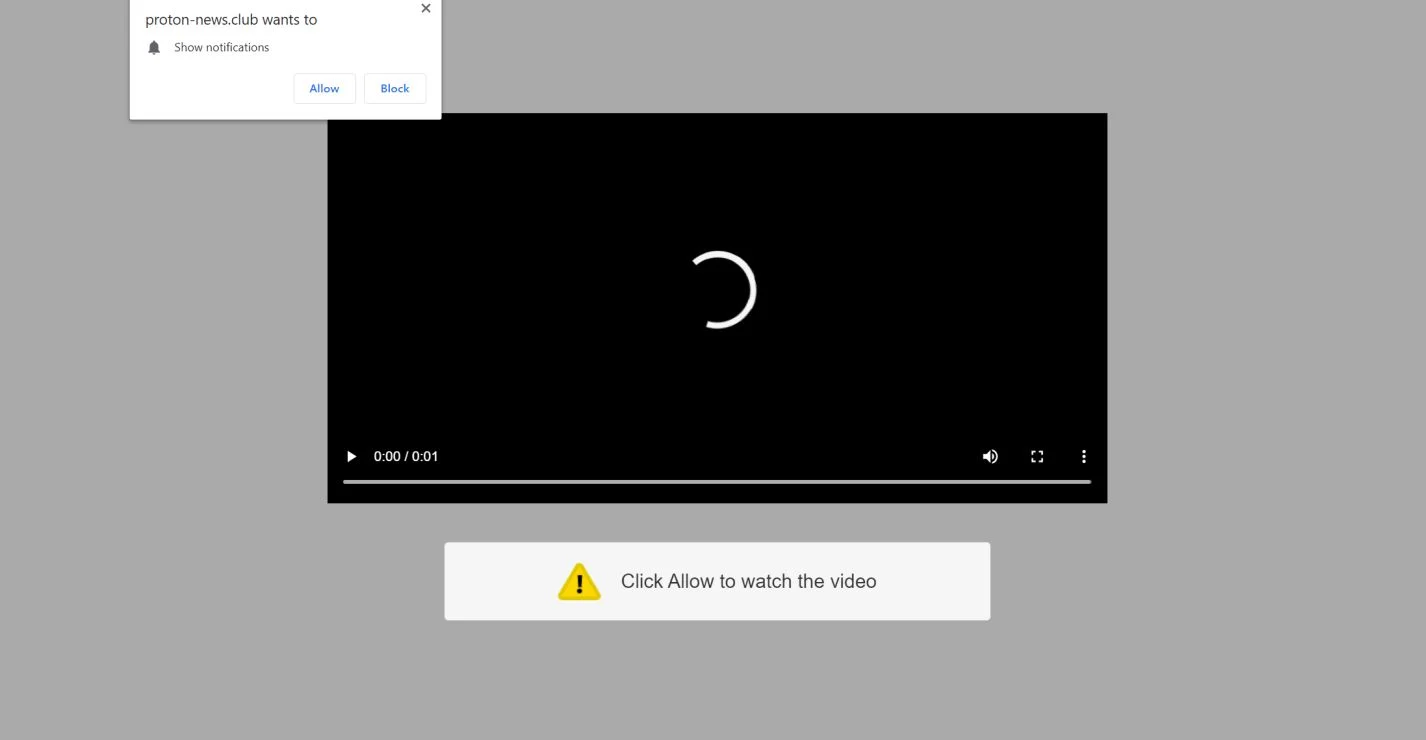 Image: Chrome browser is redirected to Proton-news.club