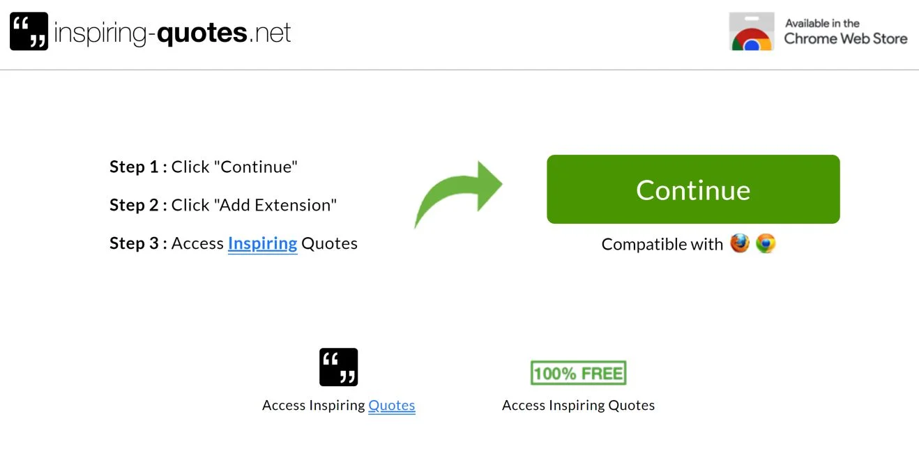 Image: Chrome browser is redirected to Inspiring-quotes.net