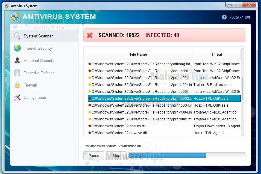 Antivirus System virus [Image: