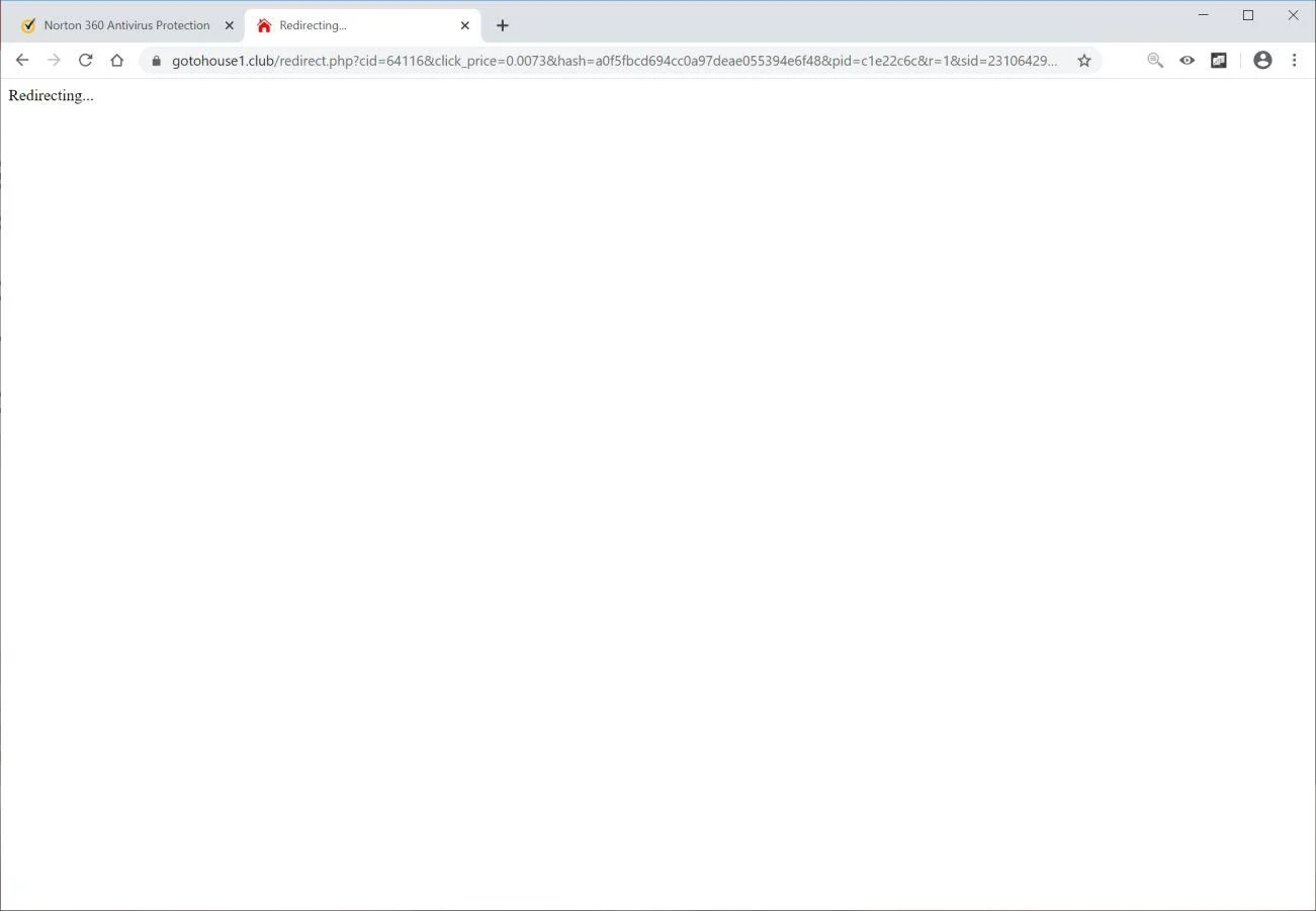 Image: Chrome browser is redirected to Gotohouse1.club