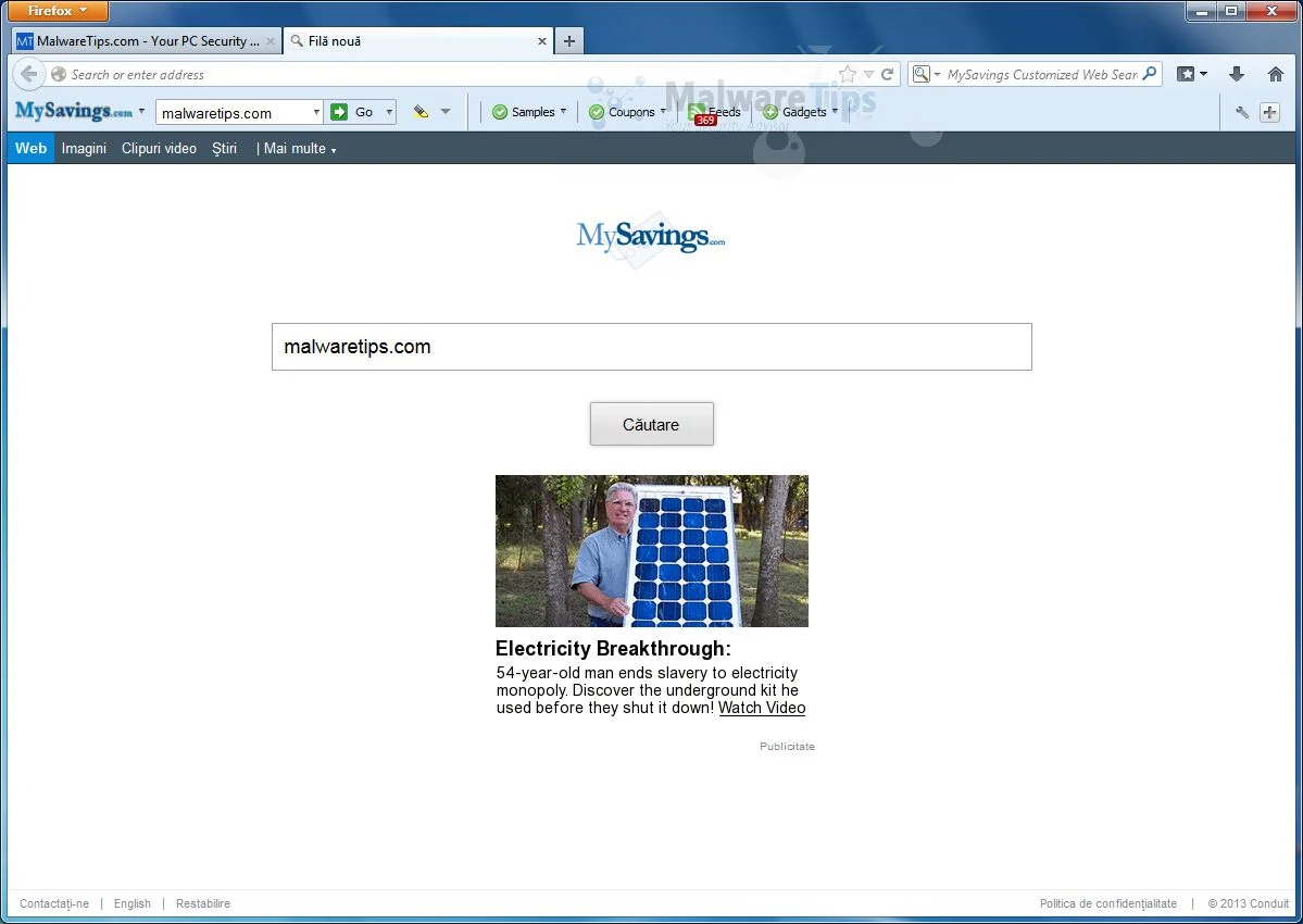 [Image: MySavings Toolbar virus]