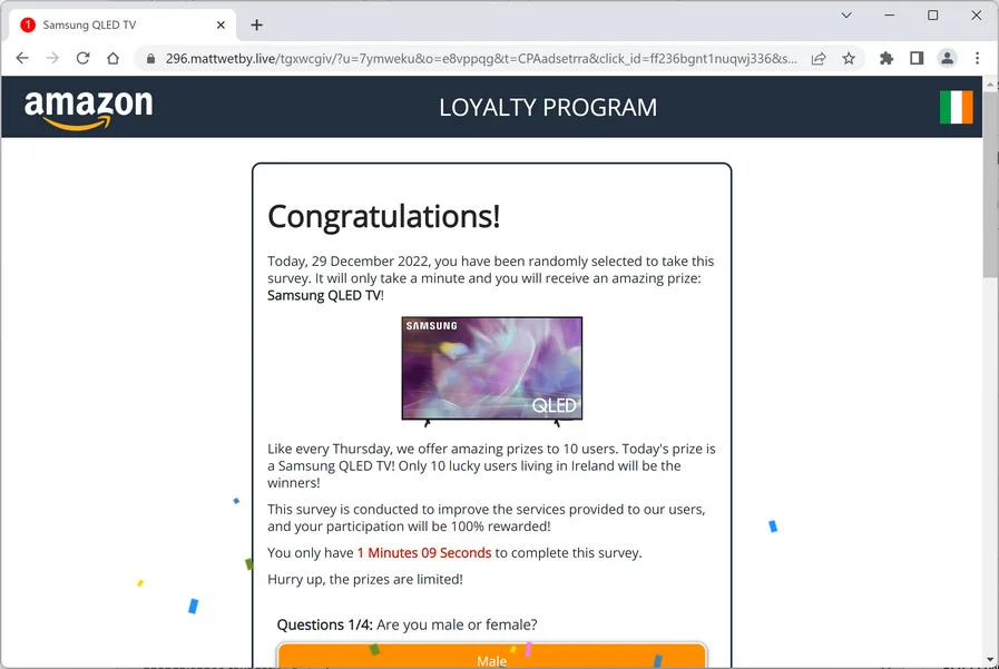 Image: Mattwetby.live Fake Amazon Loyalty Program Survey