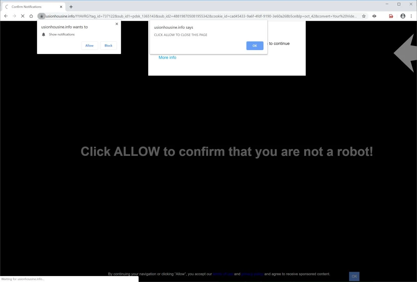 How to remove Usionhousine.info pop-up ads (Virus Removal Guide) 1 Image: Chrome browser is redirected to Usionhousine.info