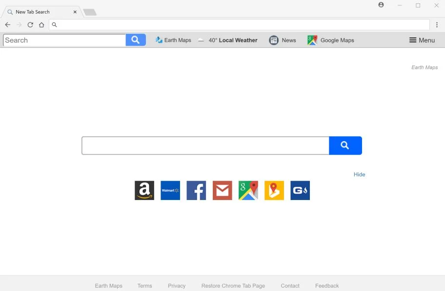 Earth Maps New Tab Search redirect