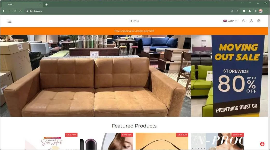 Fake TEMU site