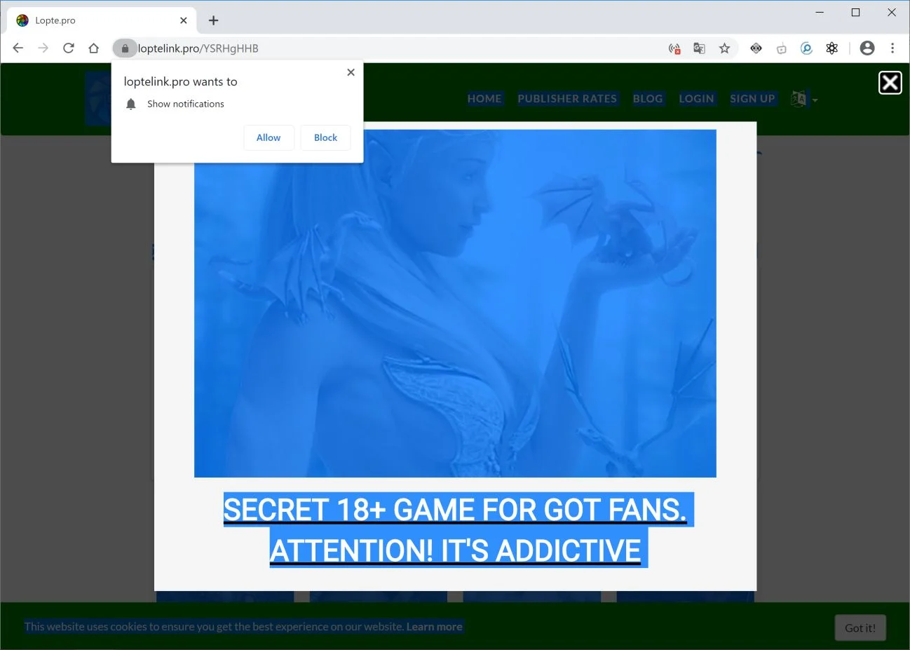 How to remove Loptelink.pro redirect (Virus Removal Guide) 1 Image: Chrome browser is redirected to Loptelink.pro