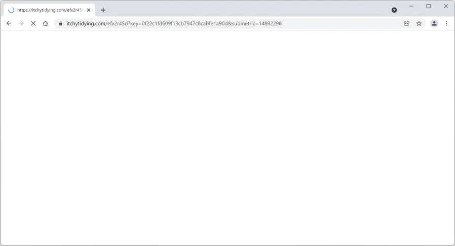 Image: Chrome browser is redirected to Itchytidying.com