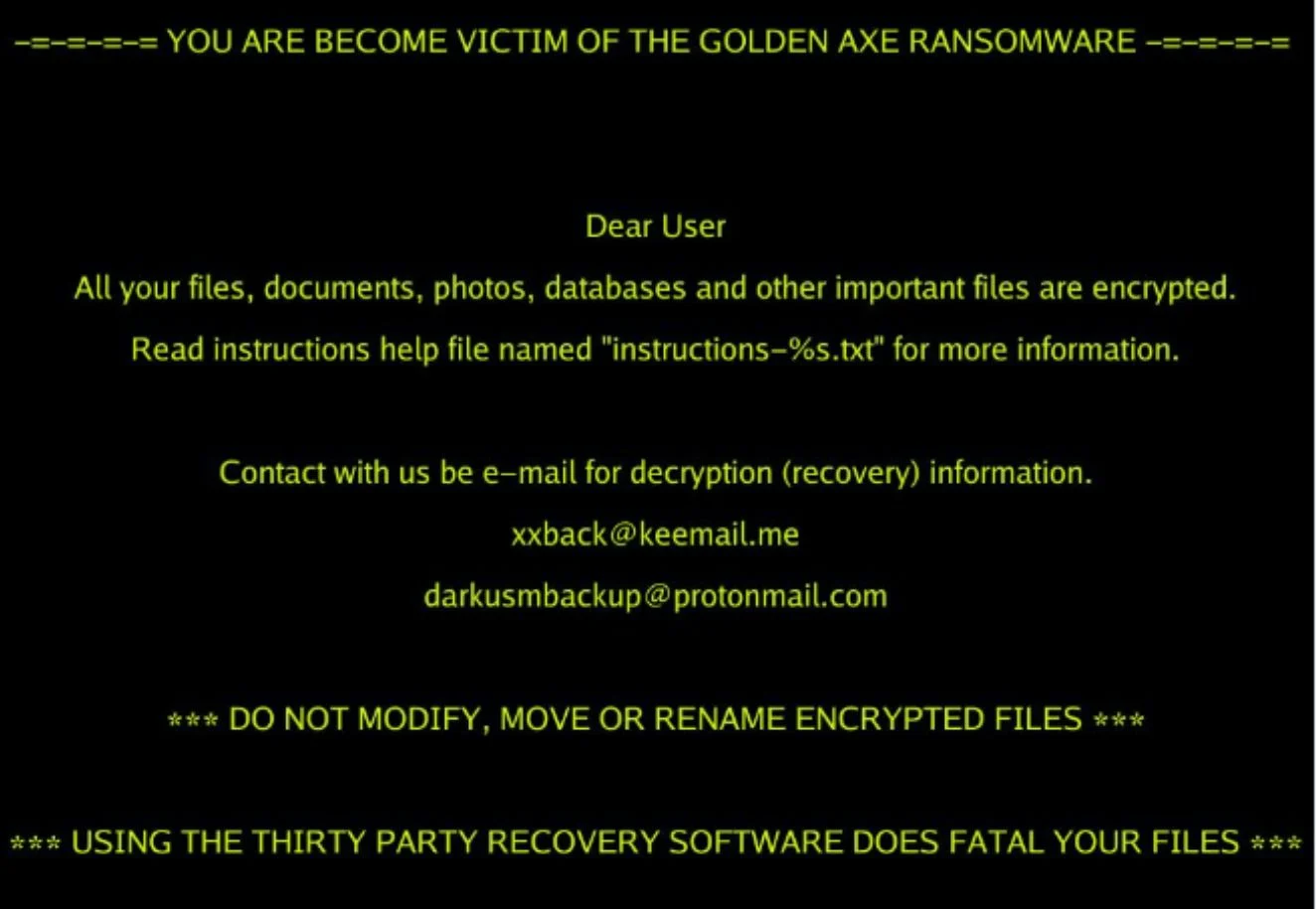 Image: Golden Axe ransomware