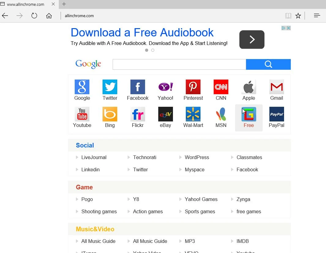 Allinchrome.com Virus
