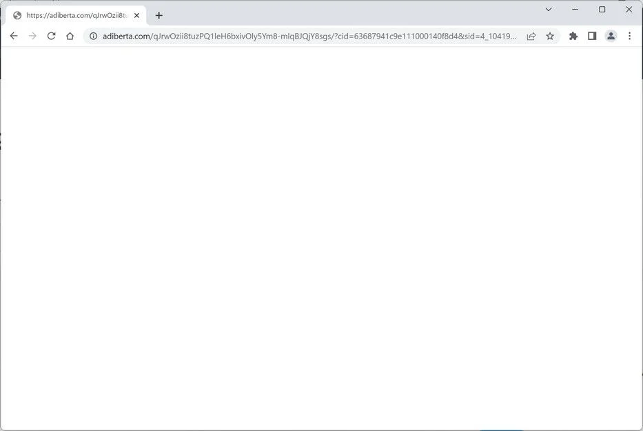 Image: Chrome browser is redirected to the Adiberta.com site