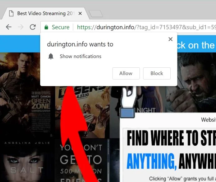Durington.info pop-up ads virus