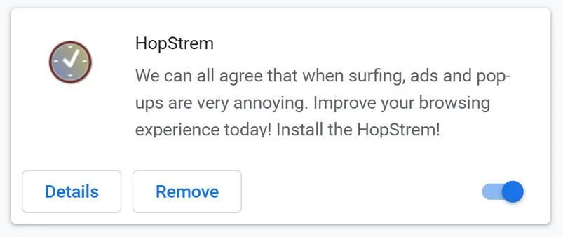 Remove HopStrem Browser Extension (Virus Removal Guide) 1 Image: HopStrem Chrome extension