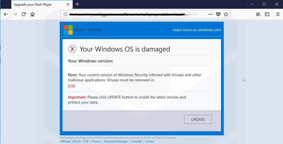 Your Windows OS is damaged Scam