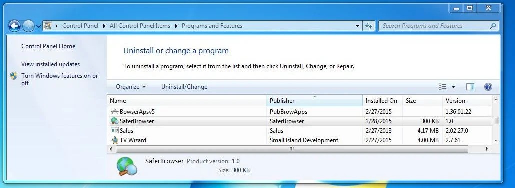 Uninstall Safer Browser from Windows Remove Safer Browser from Windows