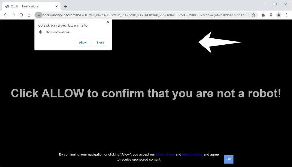 Remove Kisonryspeci.biz pop-up ads (Virus Removal Guide) 1 Image: Chrome browser is redirected to Kisonryspeci.biz