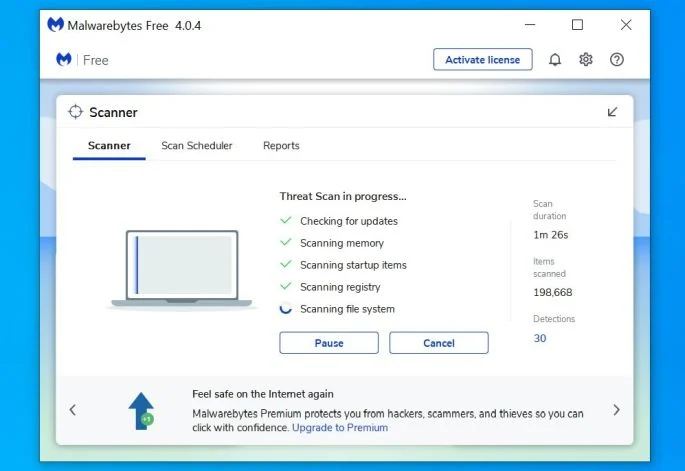Malwarebytes scanning PC for [Crypt1style@aol.com].MERS malware