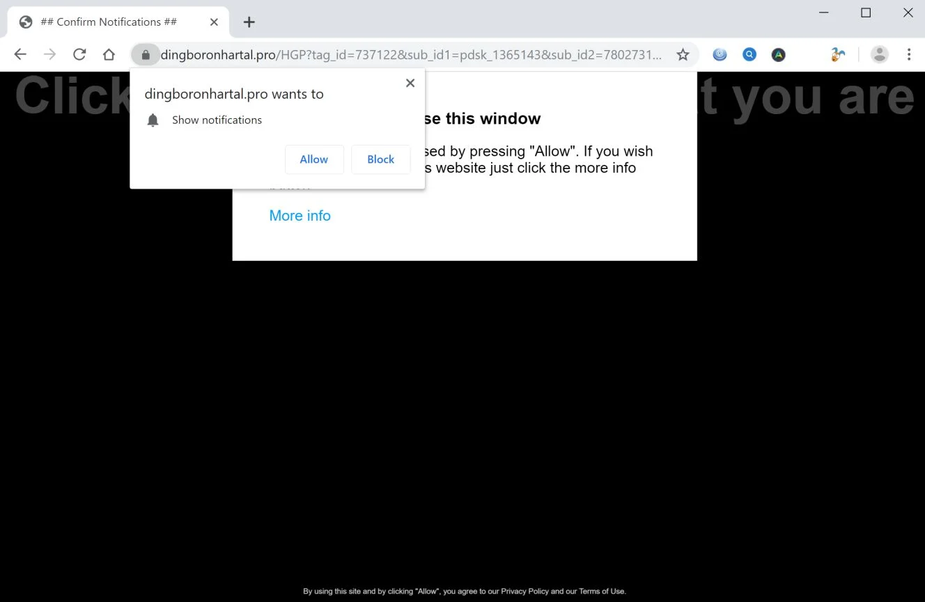 How to remove Dingboronhartal.pro pop-up ads (Virus Removal Guide) 1 Image: Chrome browser is redirected to Dingboronhartal.pro