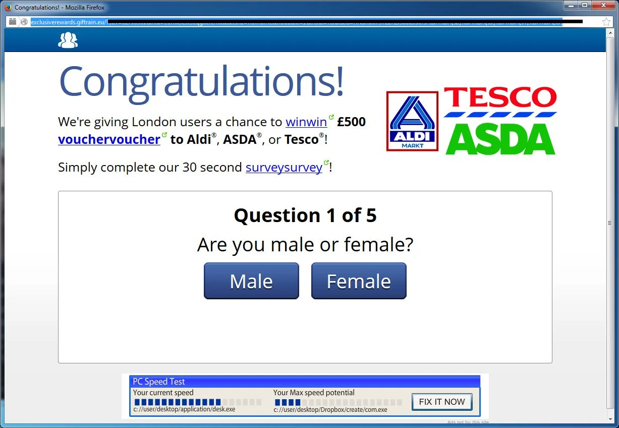 [Image: Exclusiverewards.giftrain.eu popup virus]