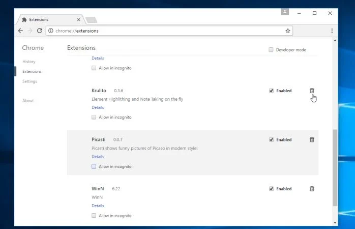 Remove Krulito extension