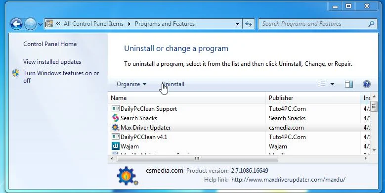 Uninstall Max Driver Updater