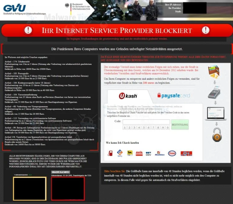 [Image: Ihr Internet Service Provider blockiert virus]