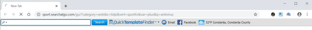 Image: Chrome browser is redirected to Sport.searchalgo.com